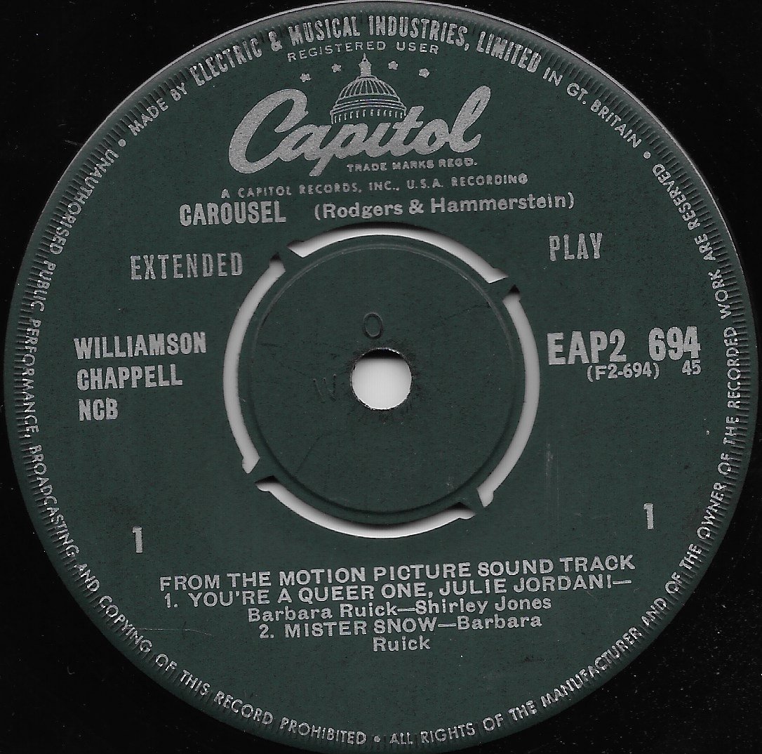 EAP 2-694 Carousel 2 Rodgers / Hammerstein II from ITV, Channel 4 and Channel 5 library Label